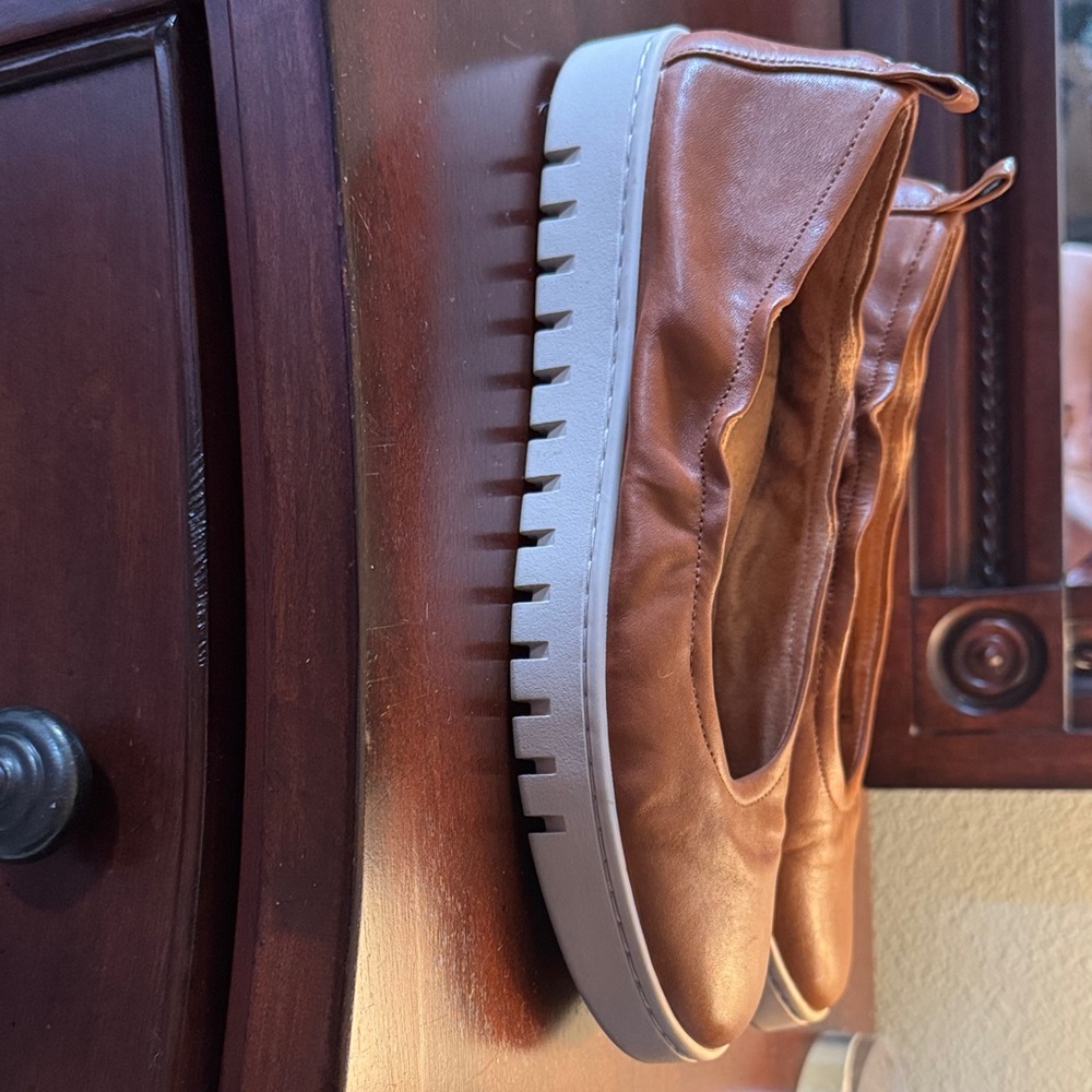 Vionic Tan Leather Slip-On Loafers